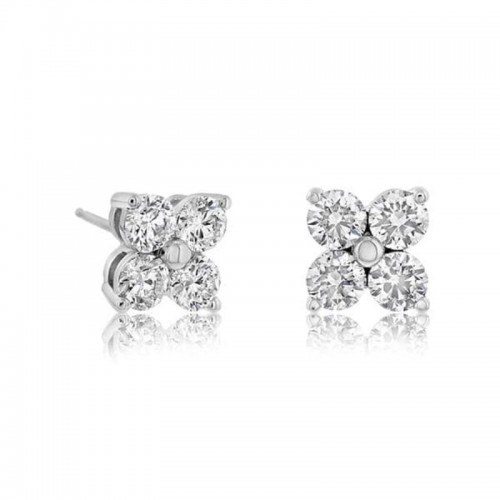 14k Four Stone Cluster Stud Earring BY PD Collection