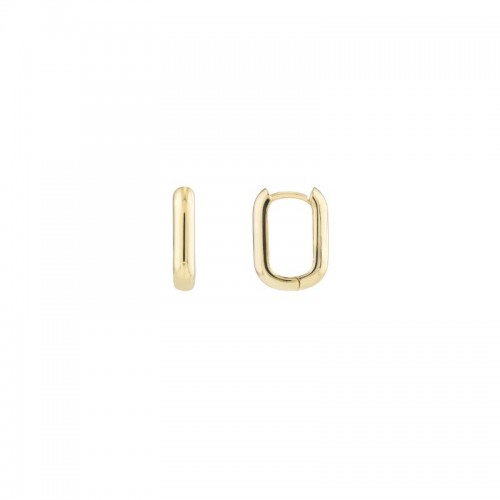 14K Yellow Gold Oblong Polished Hoop Earrings BY PD Collection