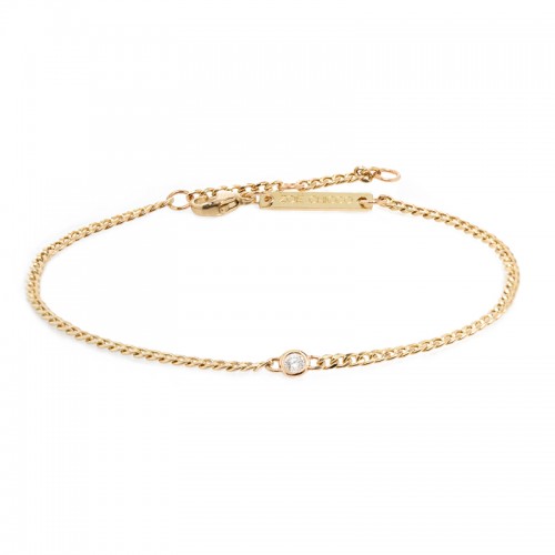 Zoe Chicco Extra Small Curb Chain Bracelet With Floating Diamond