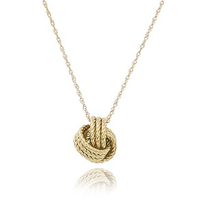 14K Yellow Gold Twisted Love Knot Pendant Necklace By PD Collection