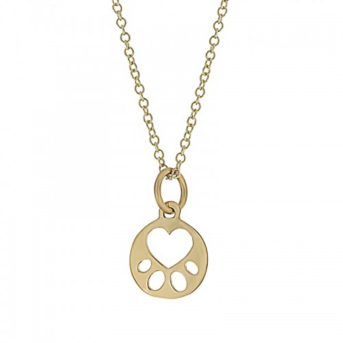14K YELLOW GOLD MINI PAW NECKLACE 17
