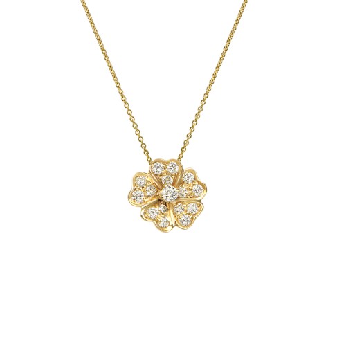18k Diamond Small Petal Flower Pendant Necklace BY Leo Pizzo