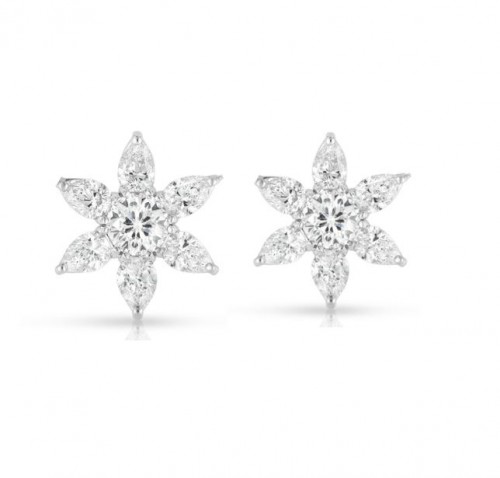 18K White Gold Cento Collection Stelle Stud Earrings BY Roberto Coin