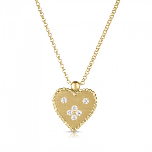 18K Yellow Gold Small Diamond Heart Necklace