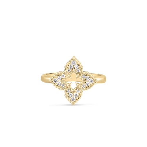 18k Pave Diamond Venetian Flower Ring