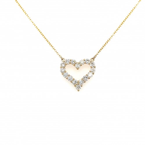 14k Yellow Gold Diamond Open Heart Necklace BY PD Collection