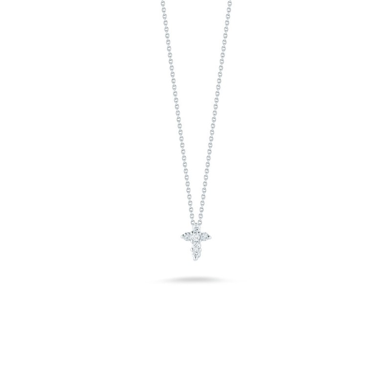 Roberto Coin  White Gold Diamond Baby Cross Necklace
