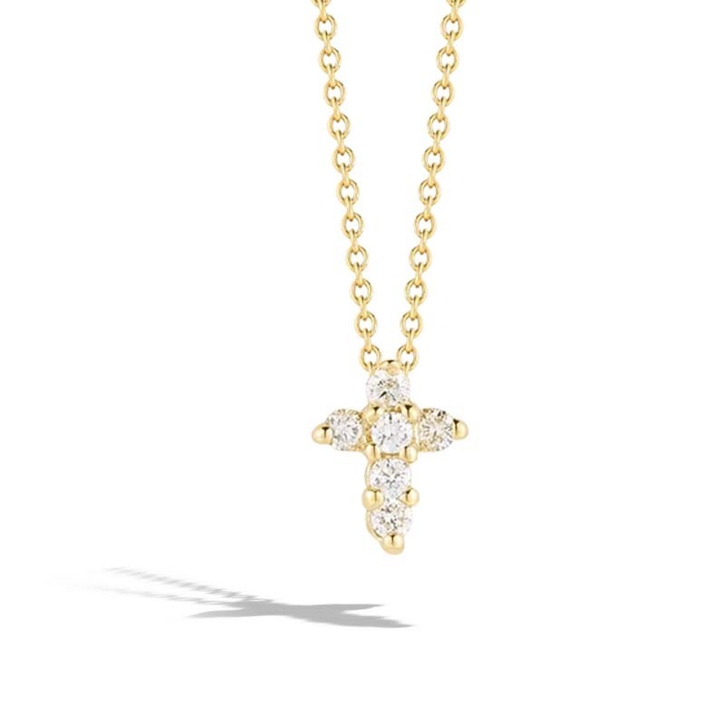 Roberto Coin  Yellow Gold Diamond Baby Cross Necklace