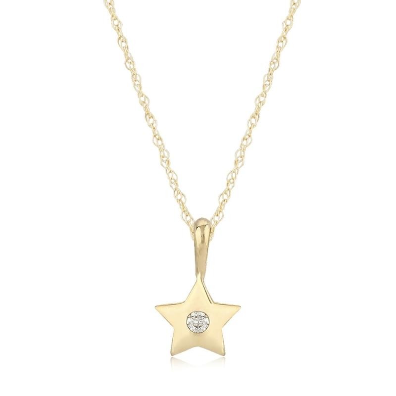 Pd Collection Yg Star Pendant With .03Ct Diamond
