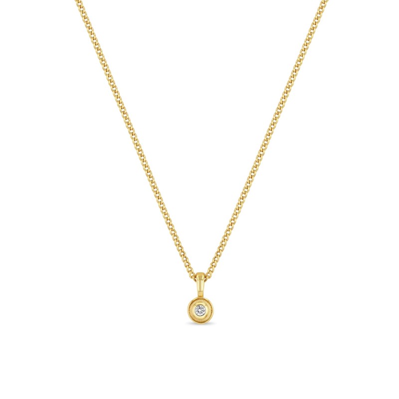 Zoe Chicco 14K Fluted Bezel Diamond Pendant Necklace