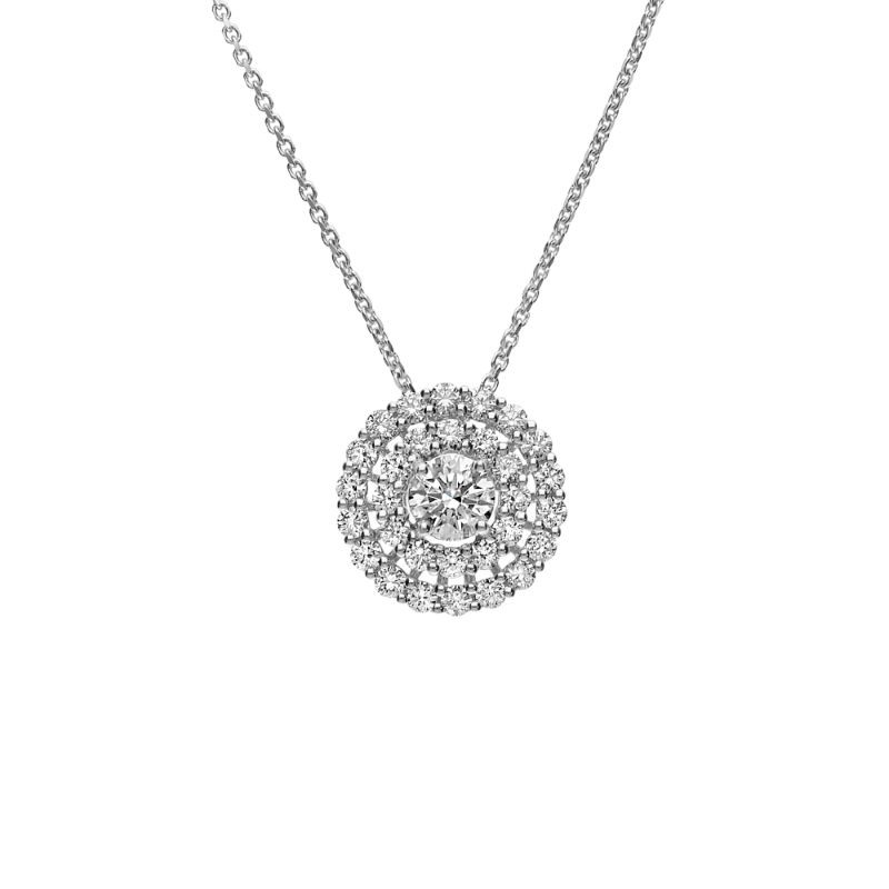 Leo Pizzo 18K White Gold Diamond Necklace With Double Halo