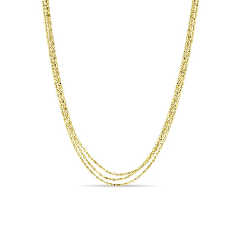 Zoe Chicco Gold Triple Strand Tube Bar Chain Necklace