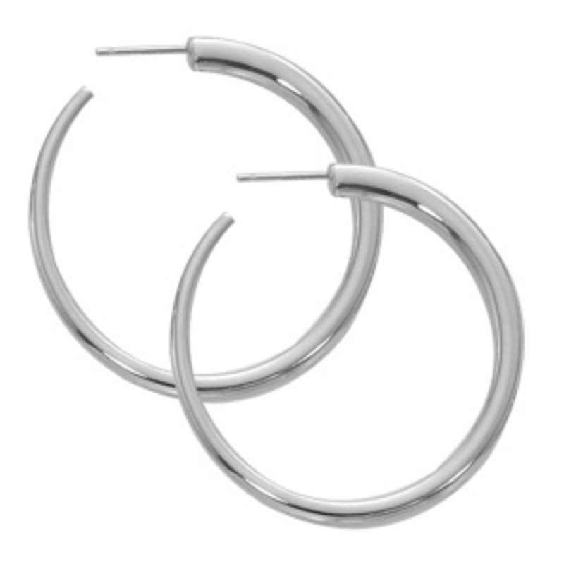 Pd Collection Ss Medium Round Hoop Earrings With Post