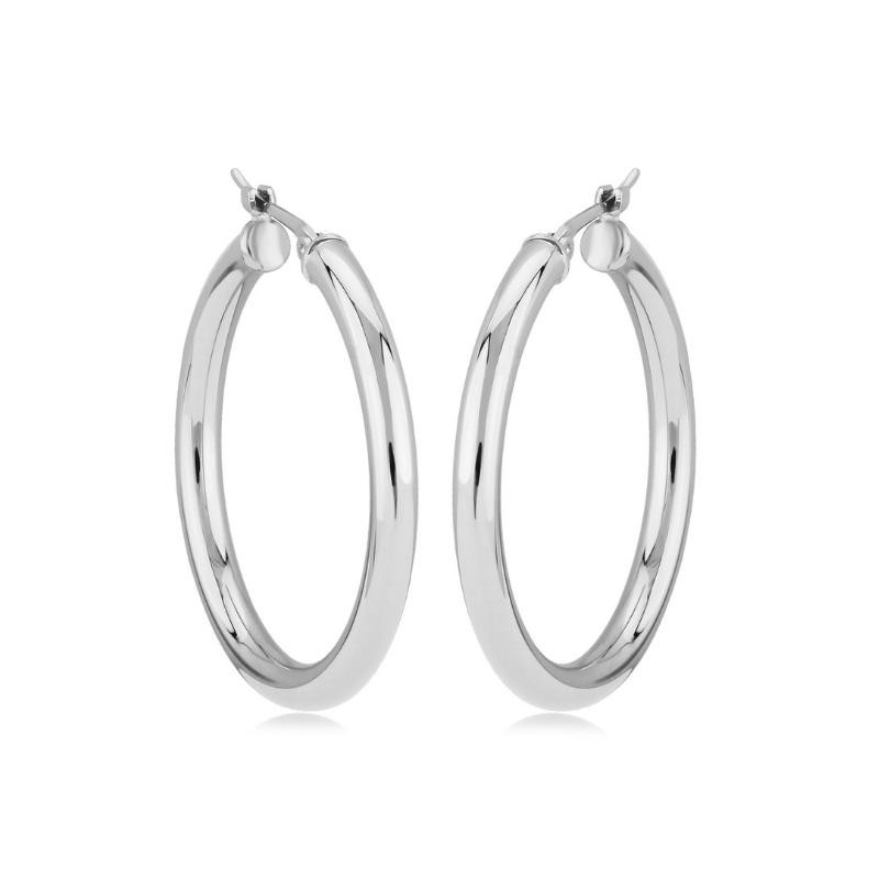 Sterling Silver Tube Hoop Earrings By PD Collection