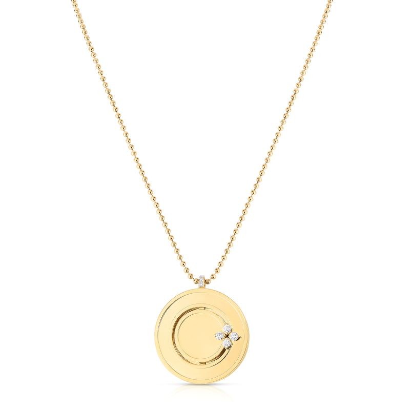 Roberto Coin 18K Yellow Gold Love in Verona 0.30cttw Diamond Large Medallion Necklace