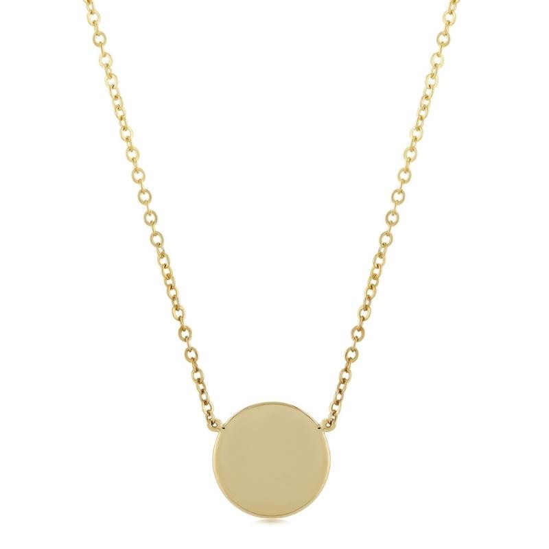 14K Yellow Gold Round Disc Necklace By PD Collection