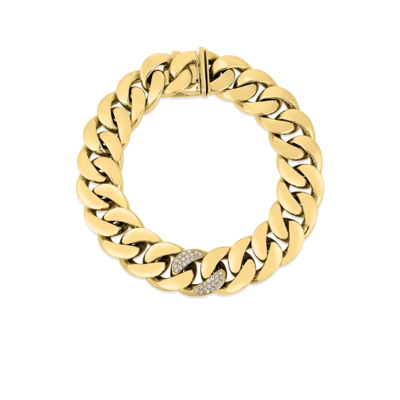 Roberto Coin 0.17Ctw Diamonds Designer Gold Oro Classic Link Bracelet