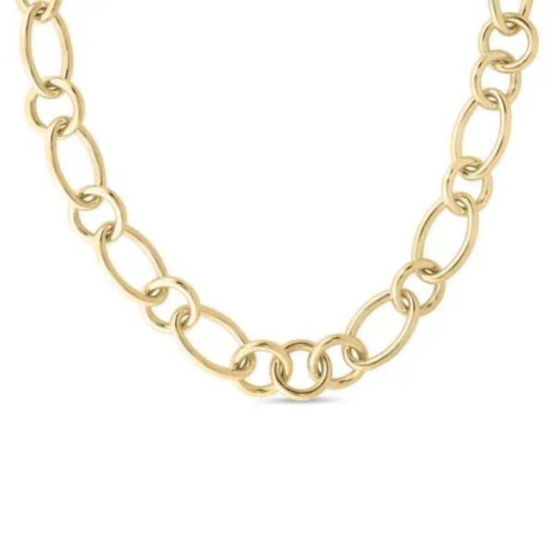 Roberto Coin Gold Designer Gold Alternating Round And Oval Link Chain Necklace