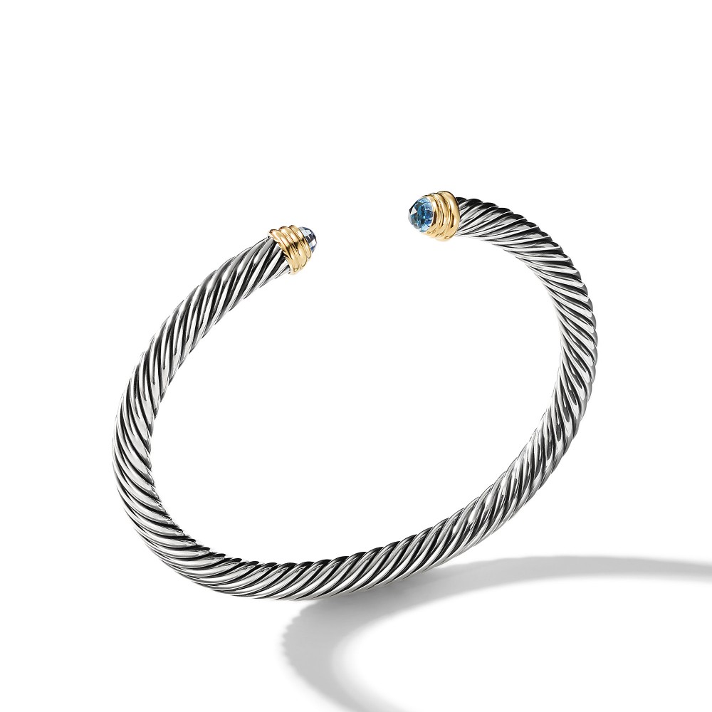 Cable Classics Collection® Bracelet with Blue Topaz and 14K Gold