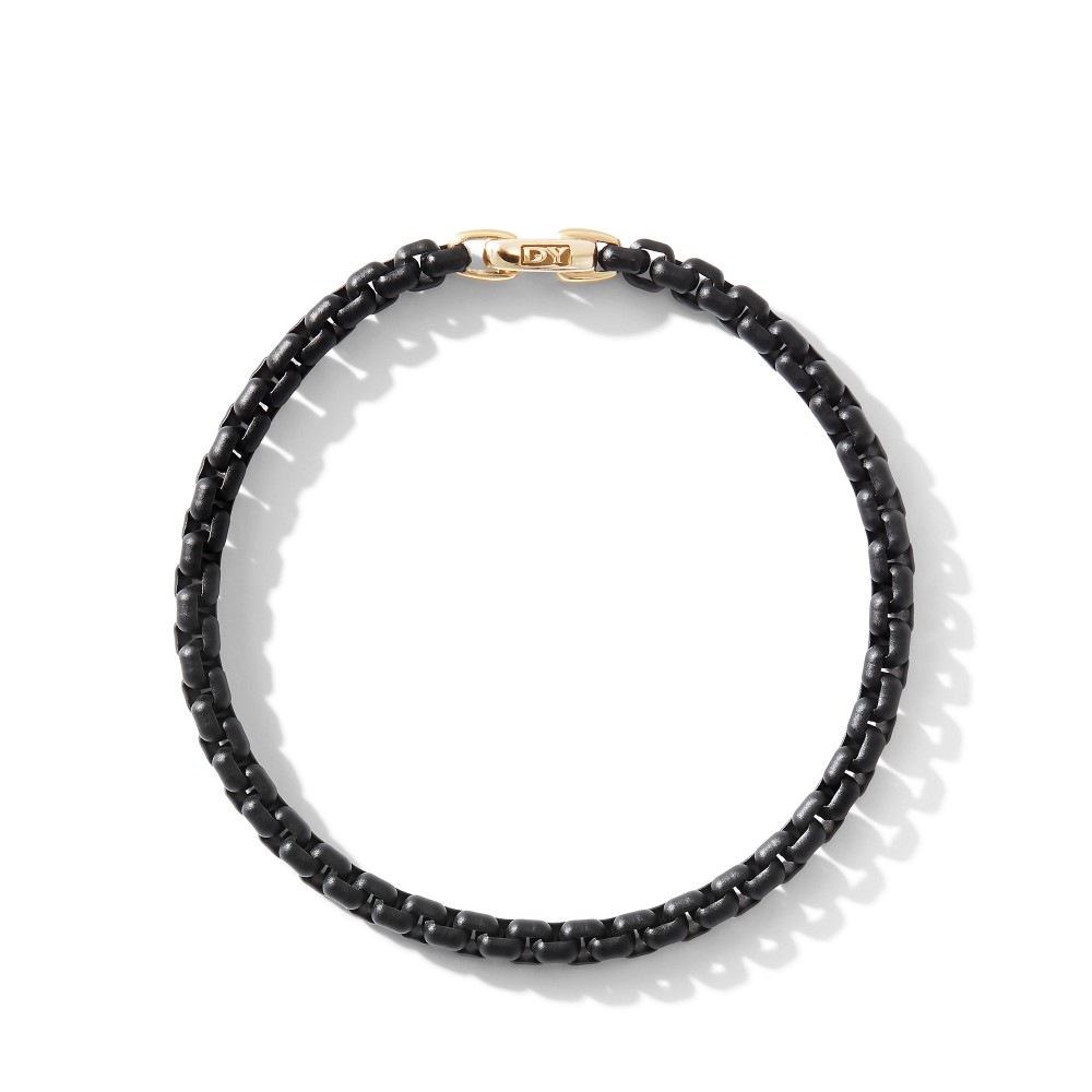 DY Bel Aire Chain Bracelet in Black with 14K Yellow Gold Accent