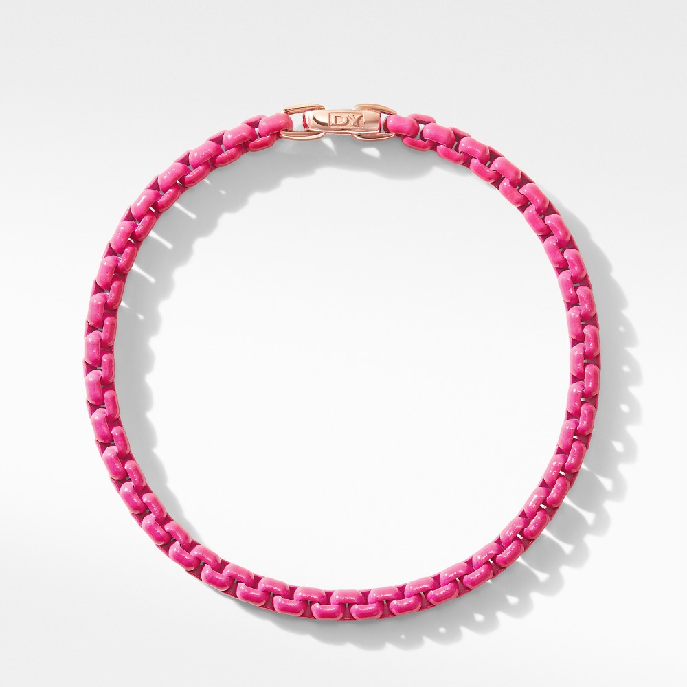 DY Bel Aire Chain Bracelet in Hot Pink with 14K Rose Gold Accent
