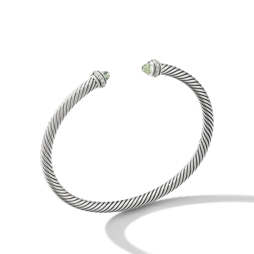 Cable Classic Bracelet with Prasiolite and Diamonds