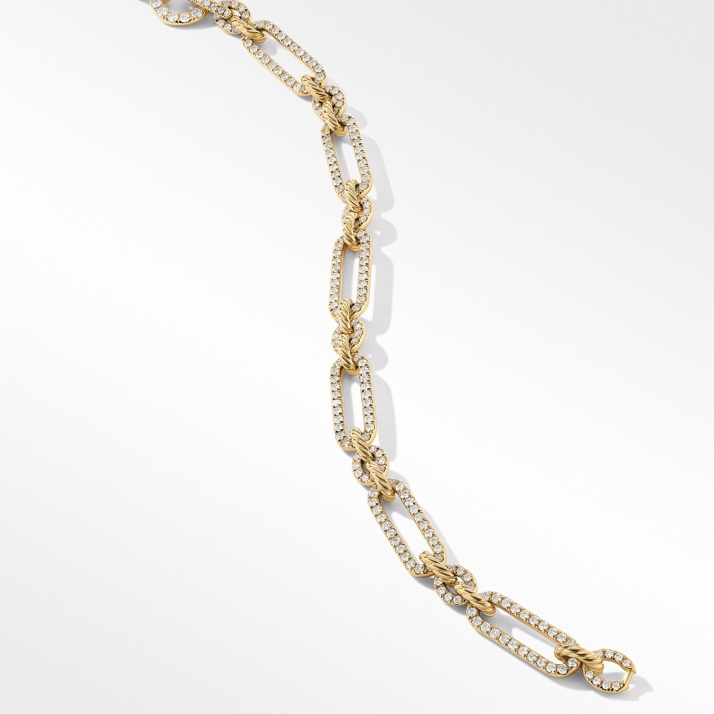 Lexington Chain Bracelet in 18K Yellow Gold with Full Pave Diamonds