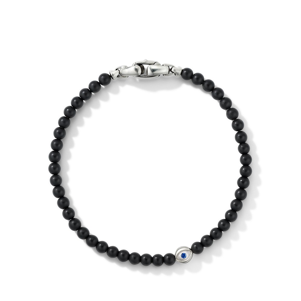 Spiritual Beads Evil Eye Bracelet with Black Onyx and Sapphires