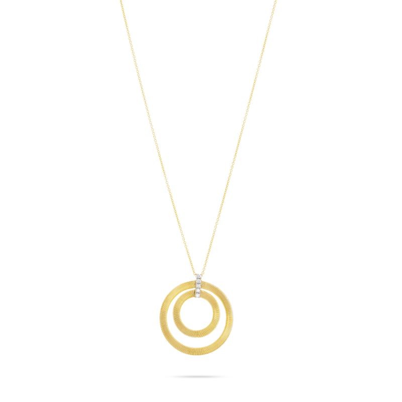 Marco Bicego 18K Yellow Gold Masai Collection Double Circle Necklace With Diamonds .15Ctw