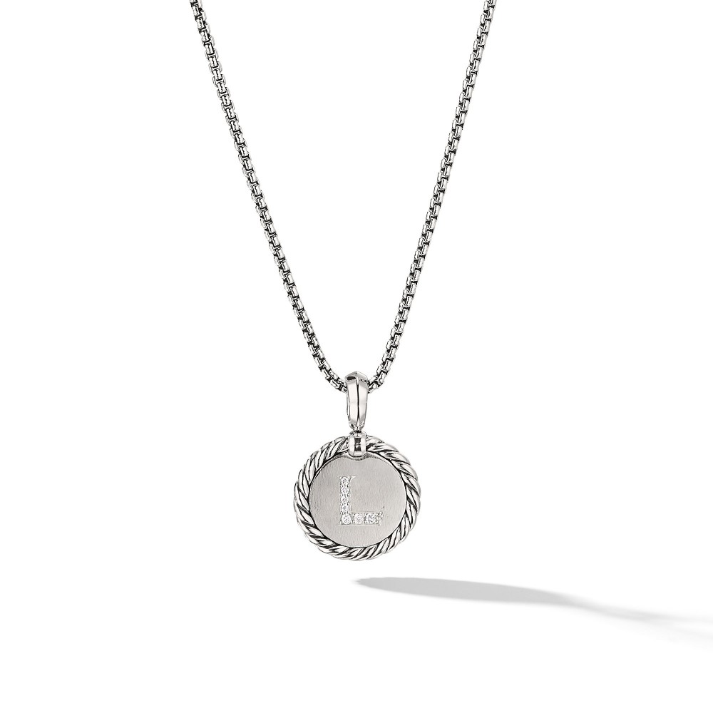 L Initial Charm with Pave Diamonds