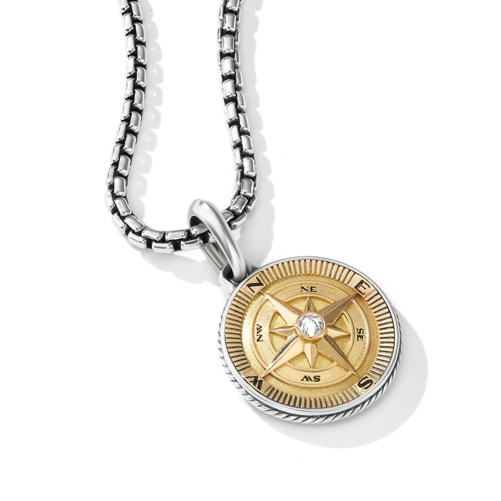 Maritime® Compass Amulet with 18K Yellow Gold and Center Diamond