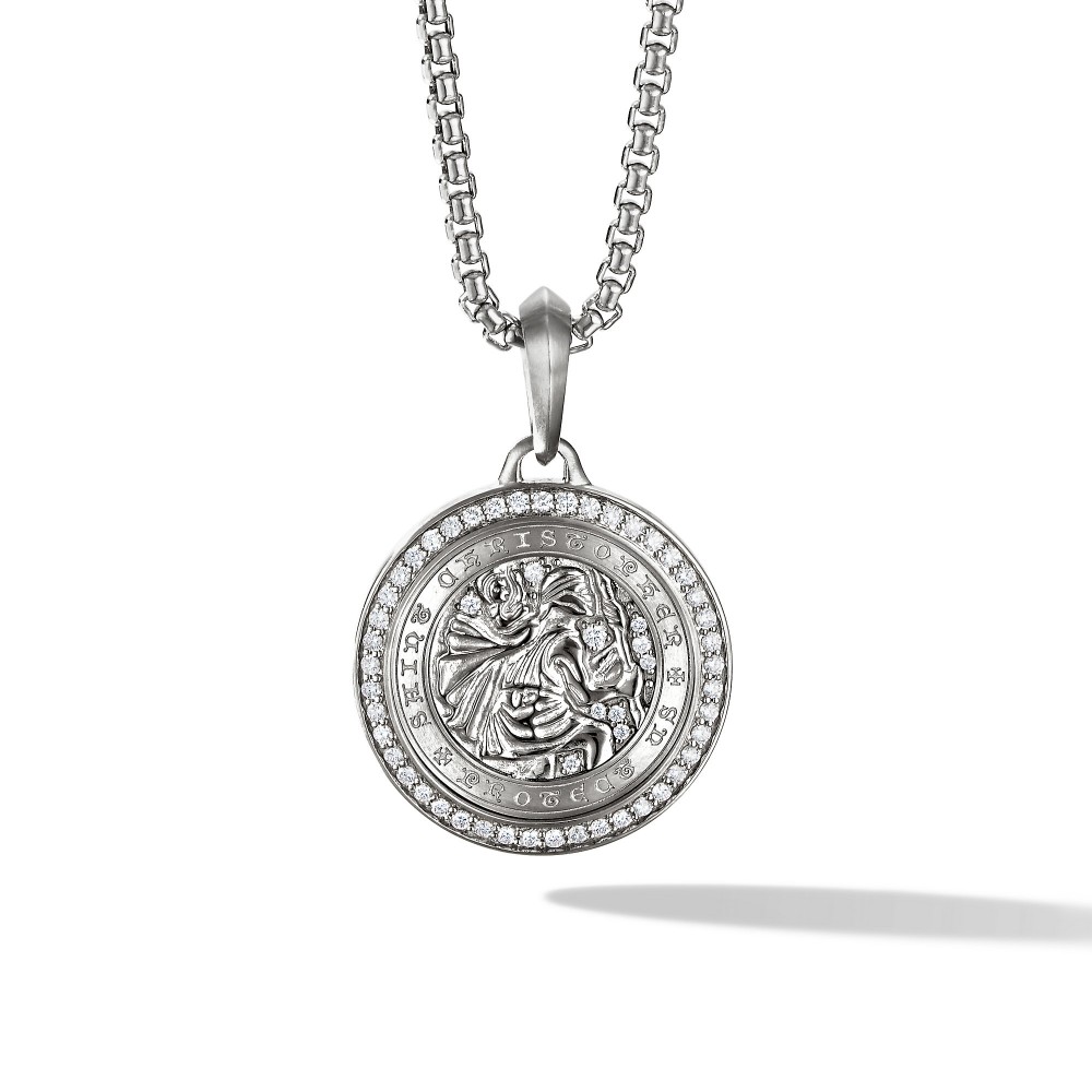 St. Christopher Amulet with Pave Diamonds
