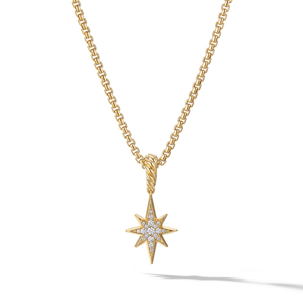 North Star Amulet in 18K Yellow Gold with Pave Diamonds