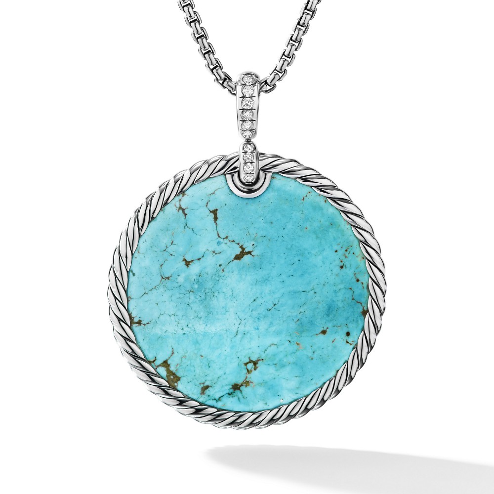 DY Elements® Reversible Disc Pendant with Turquoise and Mother of Pearl and Pave Diamonds