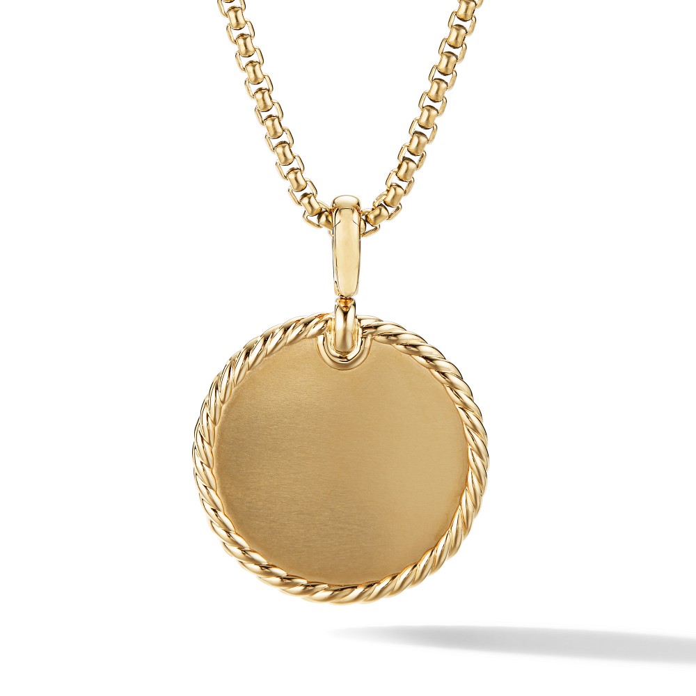 DY Elements Disc Pendant in 18K Yellow Gold with Pave Diamonds