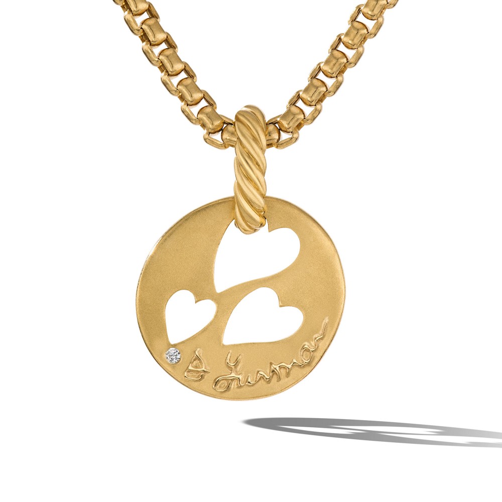 DY Elements® Open Hearts Pendant in 18K Yellow Gold with Diamonds