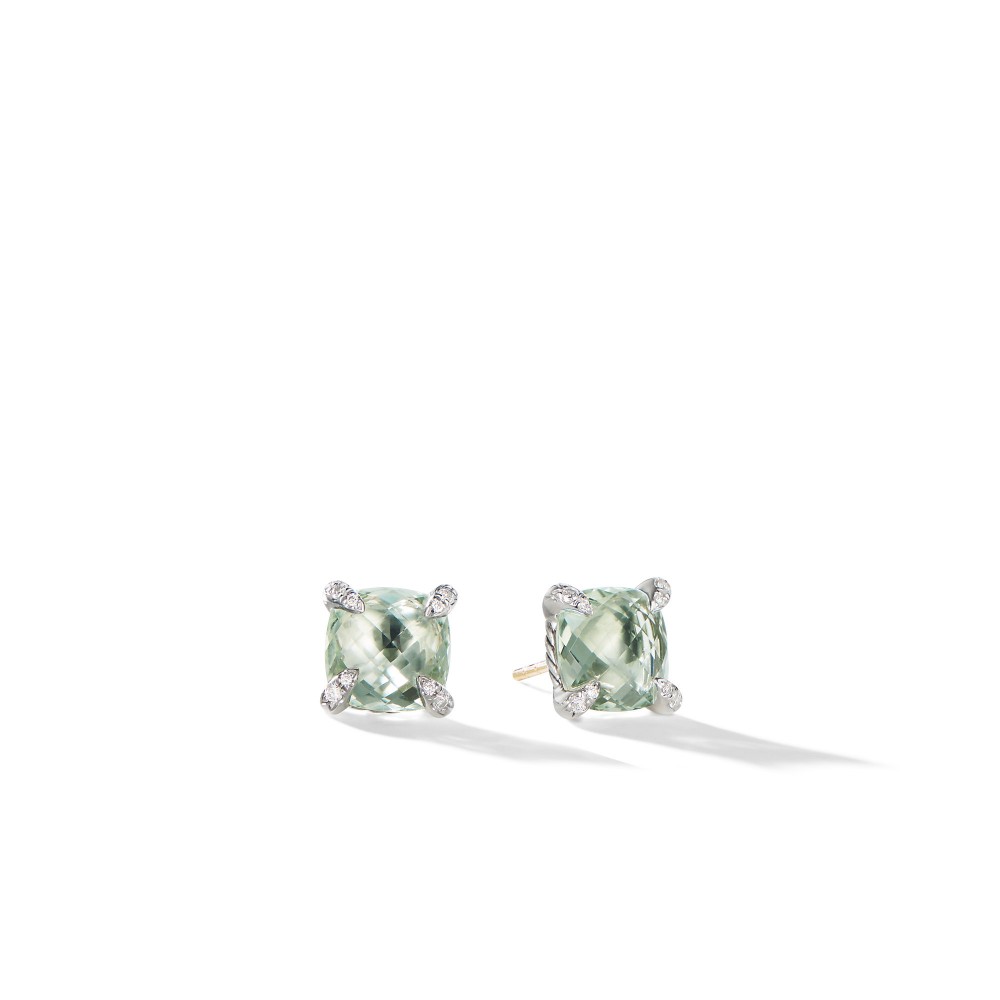 Chatelaine® Stud Earrings with Prasiolite and Diamonds