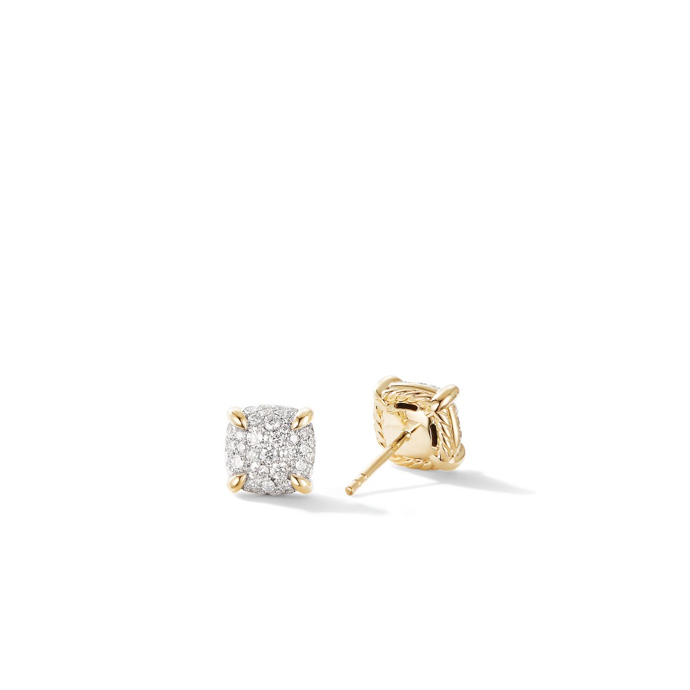 Chatelaine® Stud Earrings in 18K Yellow Gold with Full Pave Diamonds
