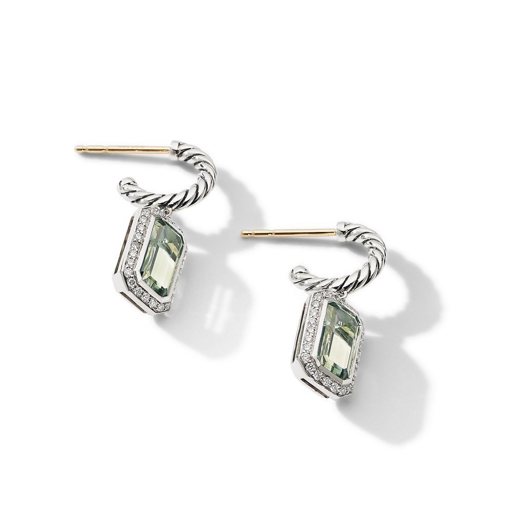 Novella Drop Earrings with Prasiolite and Pave Diamonds