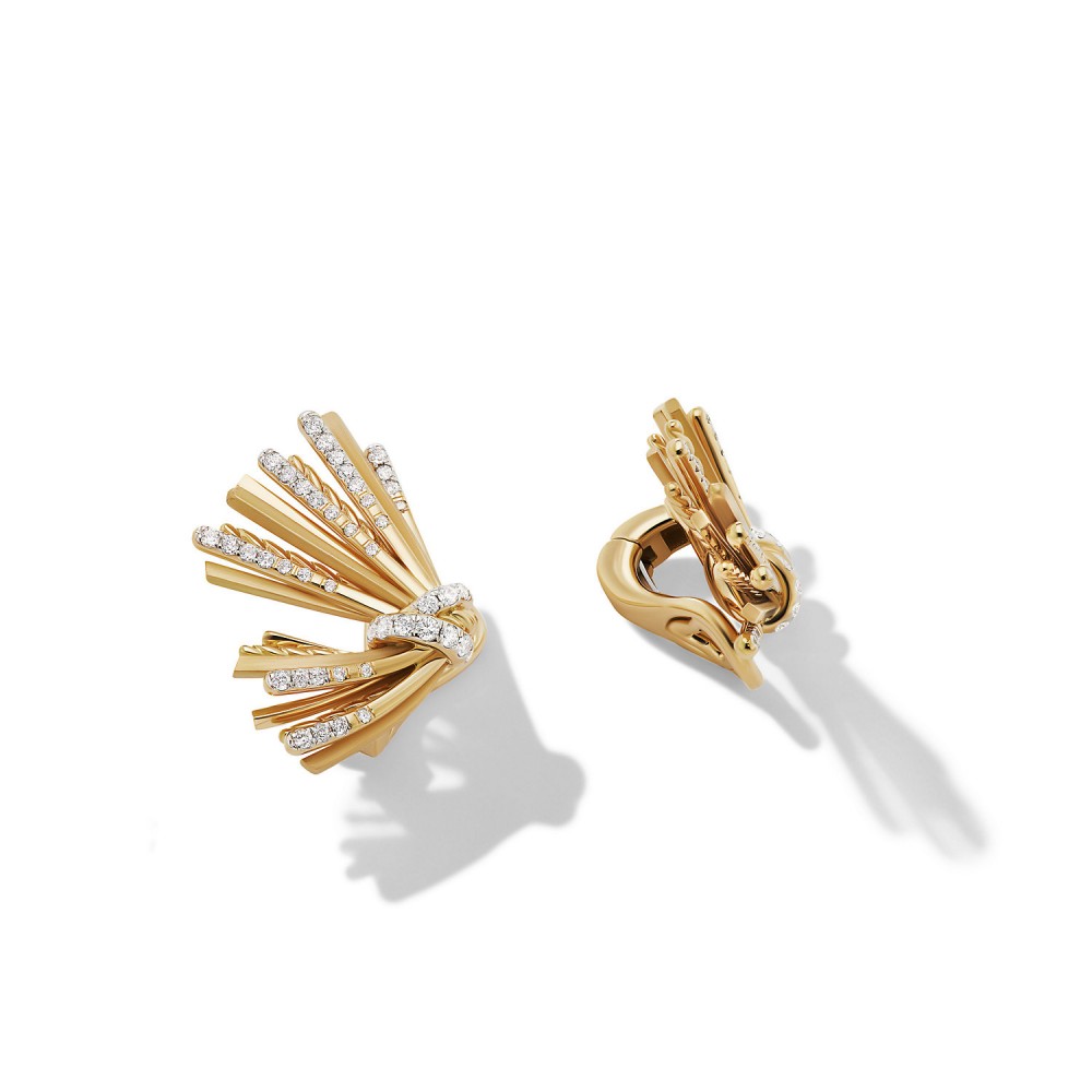 Angelika Flair Drop Earrings in 18K Yellow Gold with Pave Diamonds