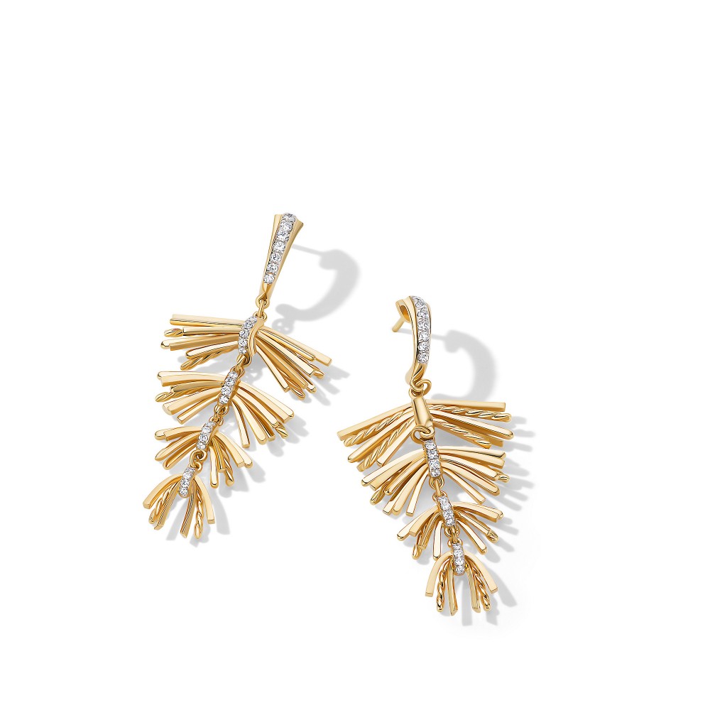 Angelika Fringe Drop Earrings in 18K Yellow Gold with Pave Diamonds