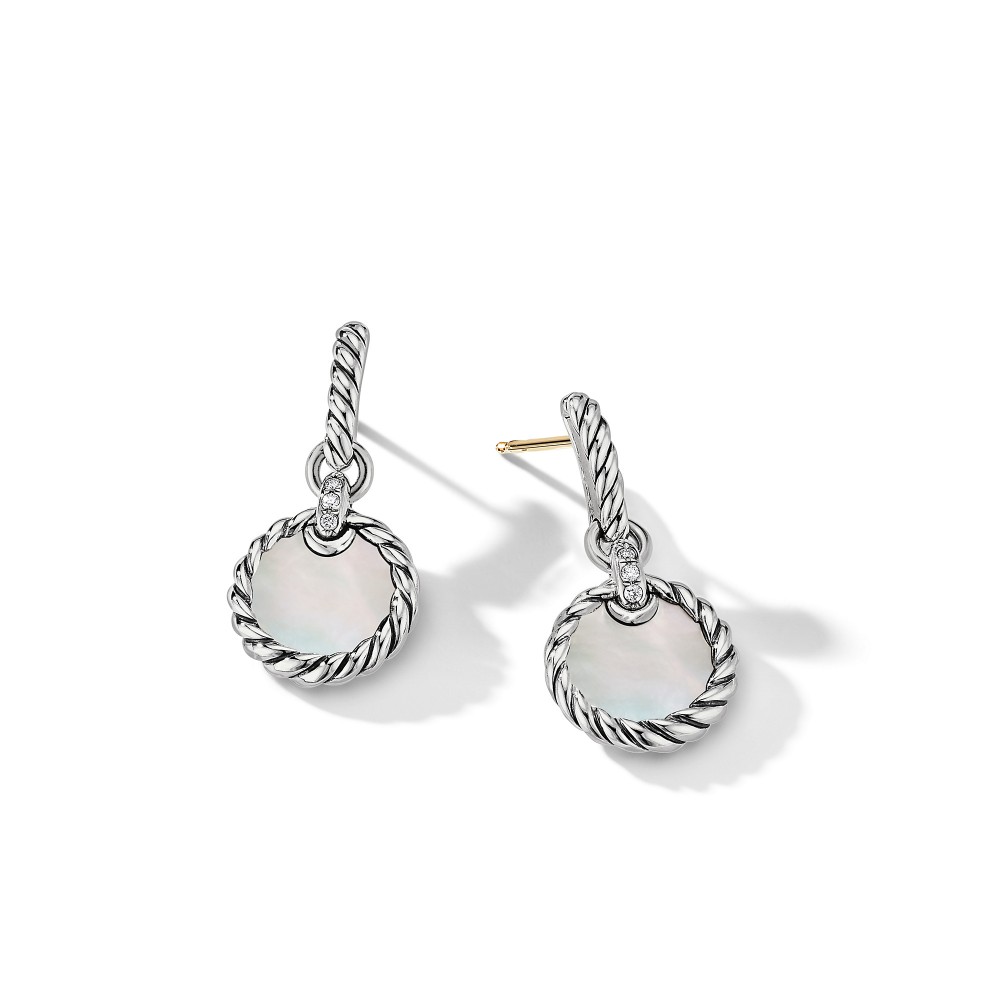 DY Elements Drop Earrings with Mother of Pearl and Pave Diamonds