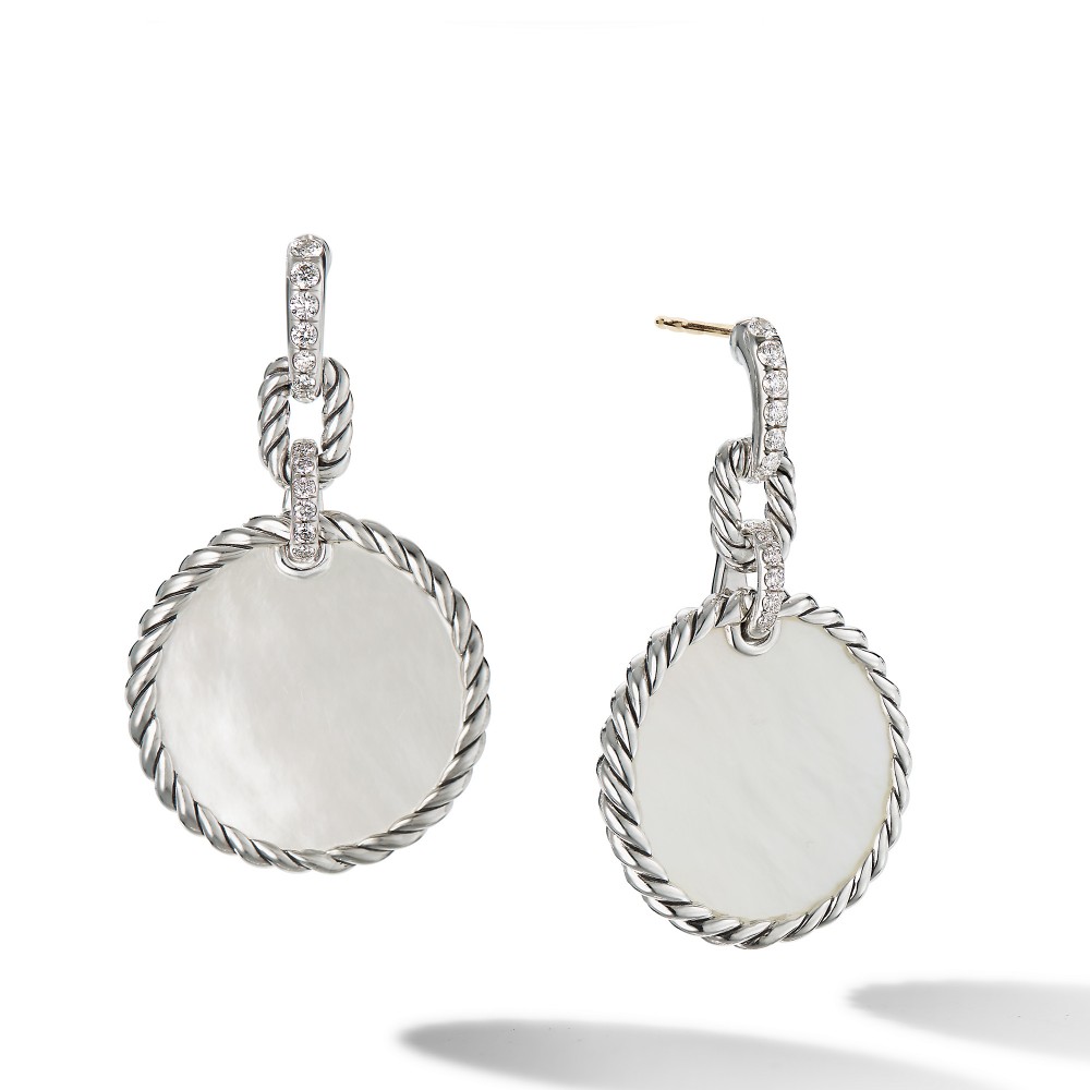 DY Elements® Convertible Drop Earrings with Mother of Pearl and Pave Diamonds