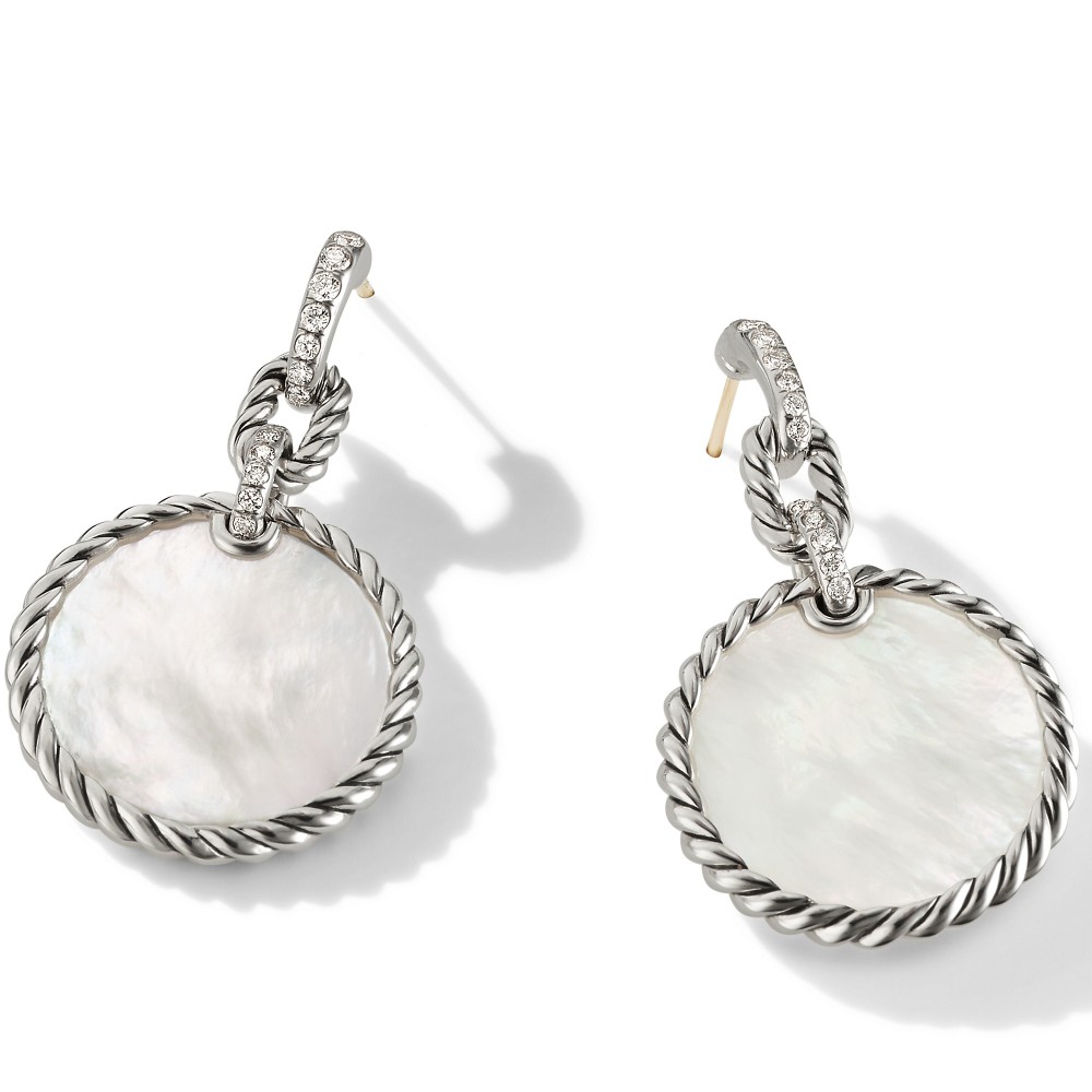 DY Elements® Convertible Drop Earrings with Mother of Pearl and Pave Diamonds