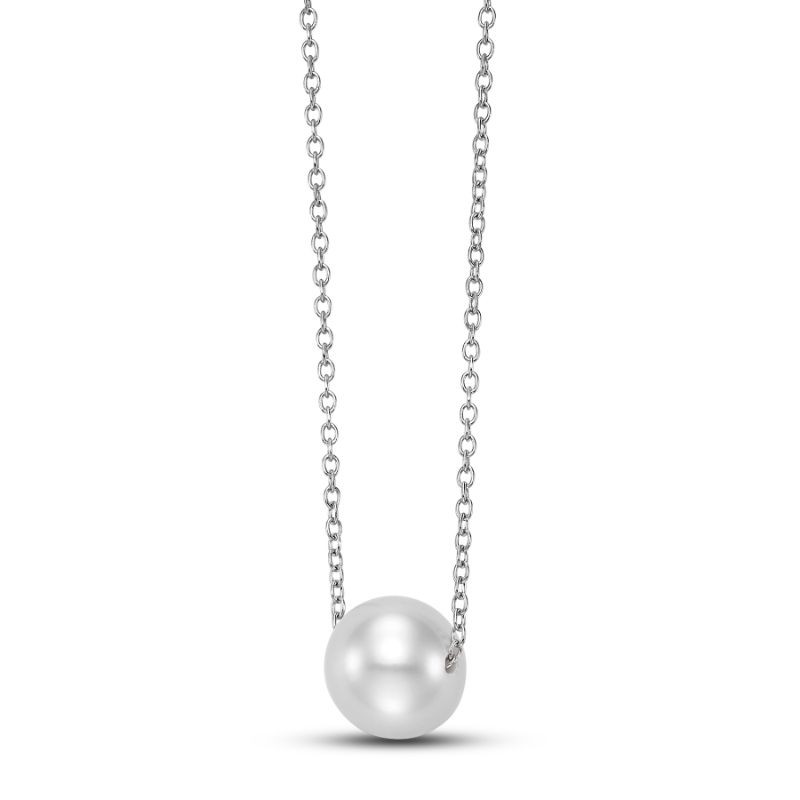 14k Floating Pearl Pendant Necklace By PD Collection