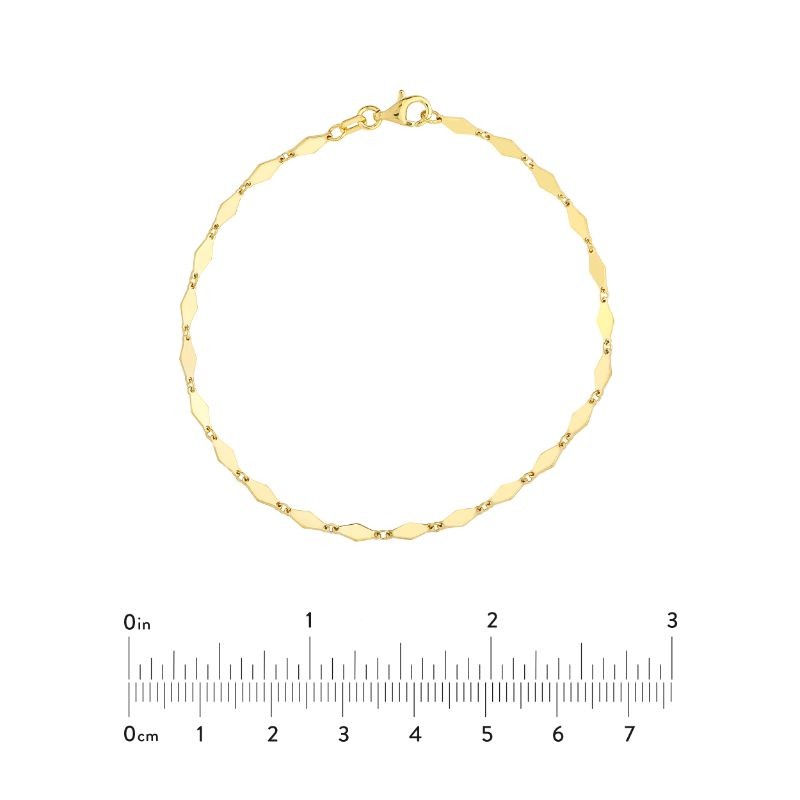 14K Yellow Gold Mirror Diamond Shape Link Bracelet By PD Collection