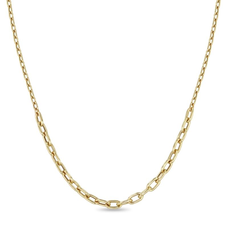 Zoe Chicco Mixed Small & Medium Square Oval Link Chain Station Necklace