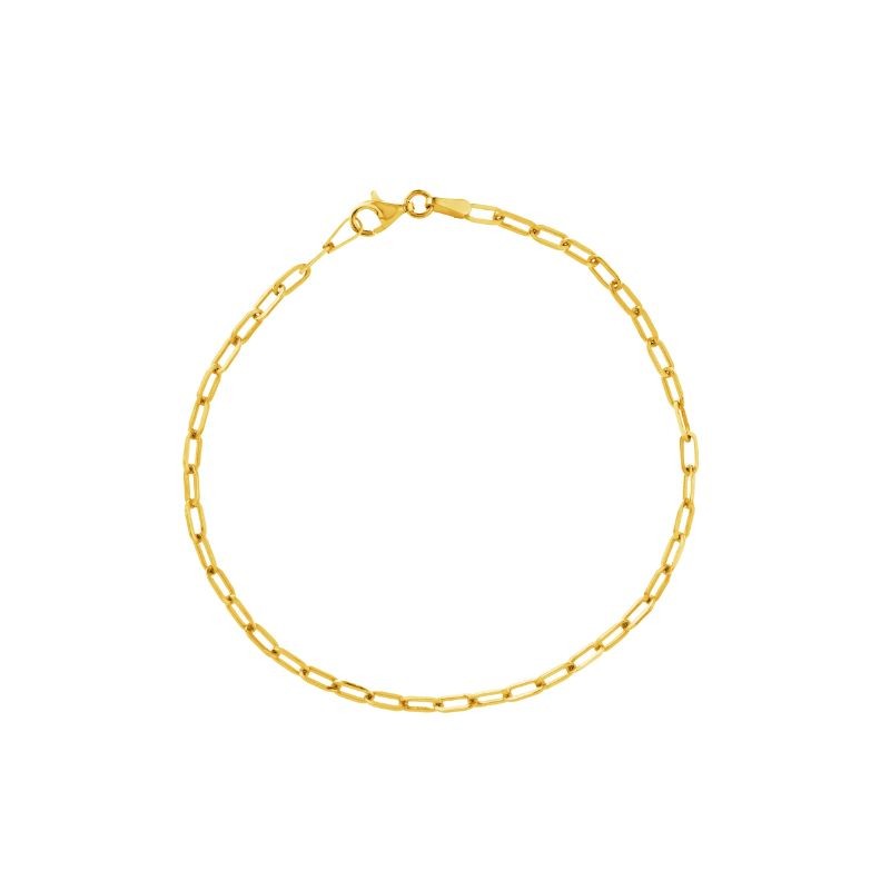 14K Yellow Gold Dainty Paperclip Chain Bracelet BY PD Collection