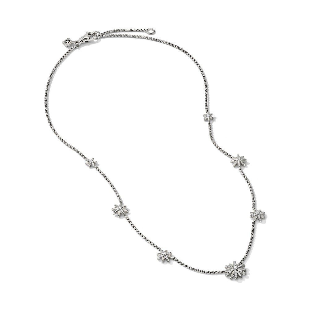 Starburst Station Chain Necklace with Diamonds