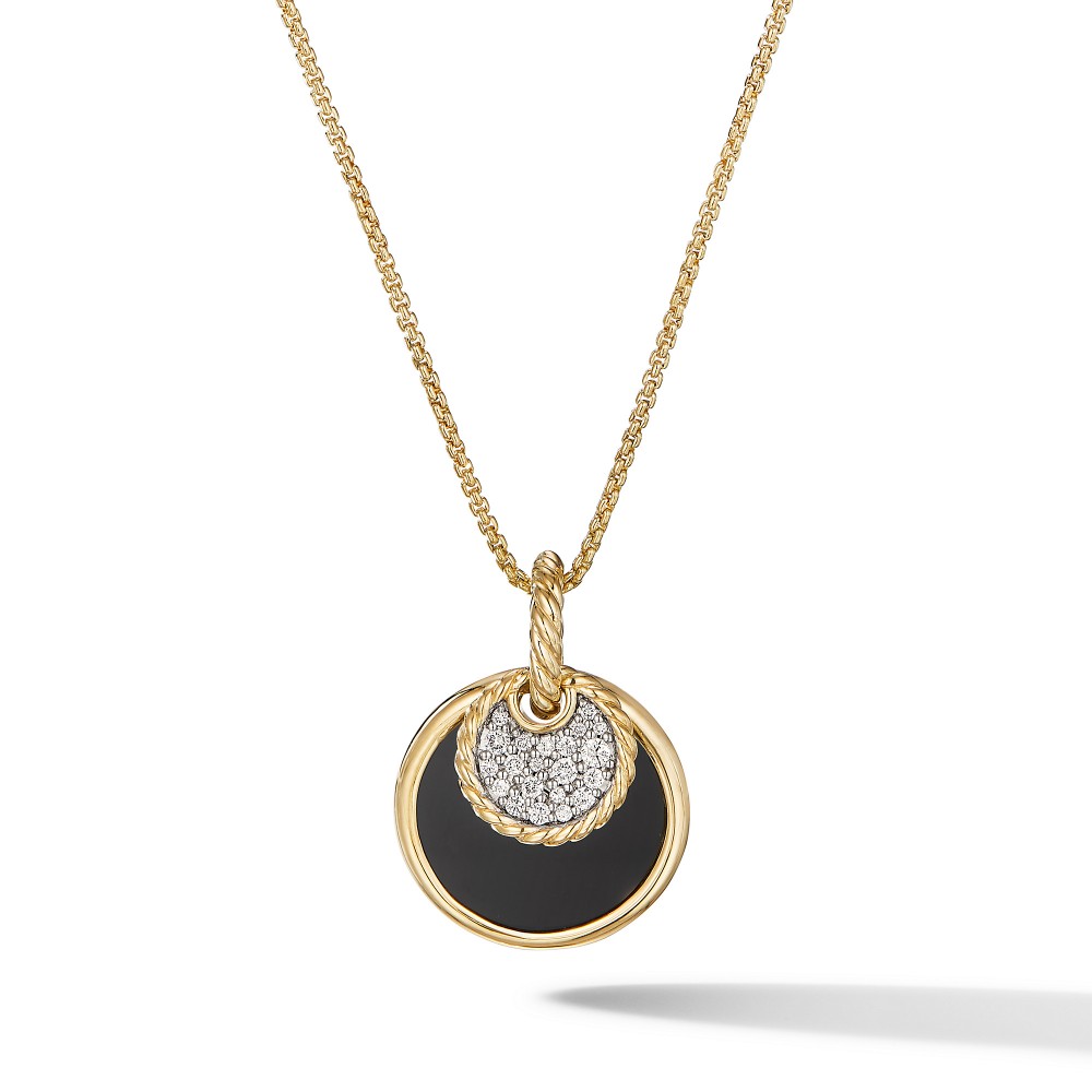 DY Elements Convertible Pendant Necklace in 18K Yellow Gold with Black Onyx and Mother of Pearl and Pave Diamonds
